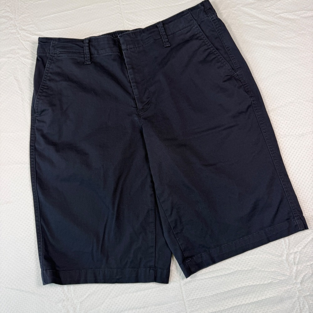 Lands End Womens Size 10 Black Chino Shorts Elastic Waist Pull On Bermuda Casual
